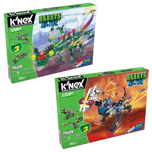 K'NEX Beasts Alive! Stompz and X-Flame Building Set Case